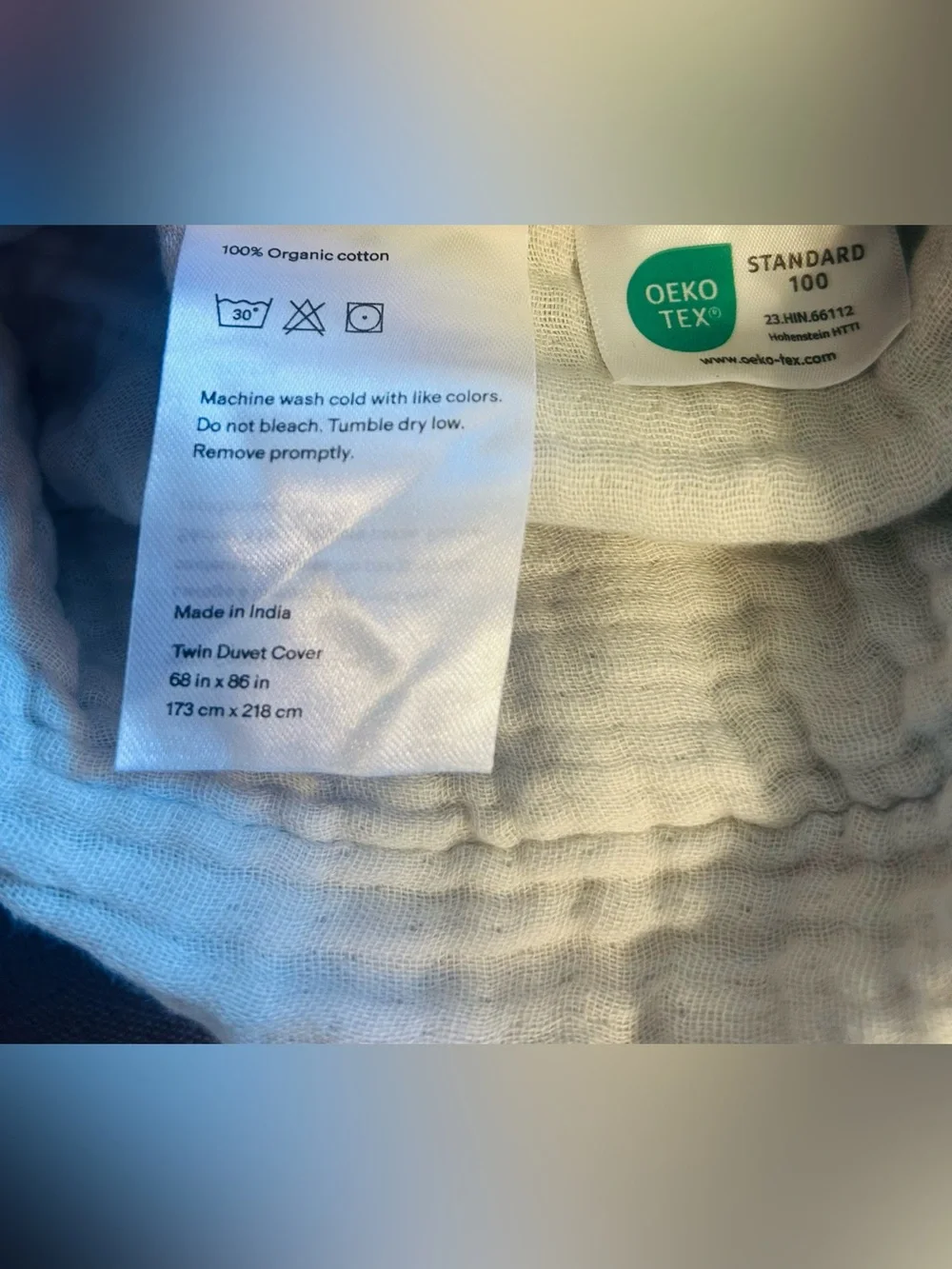 NWT Quince Light Green (Mist) Organic Cotton Gauze Duvet Cover and Sham!